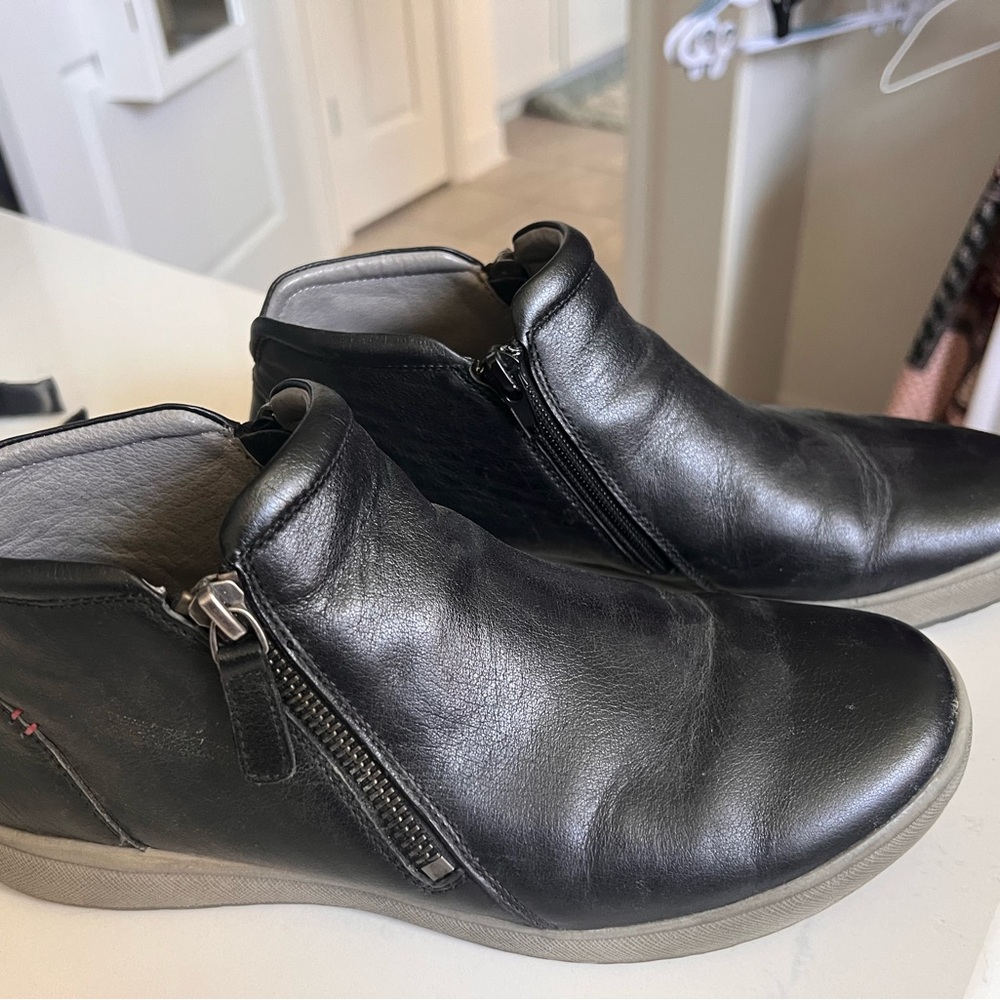 Worn a few times.  Bought while in Germany. Very comfortable booties